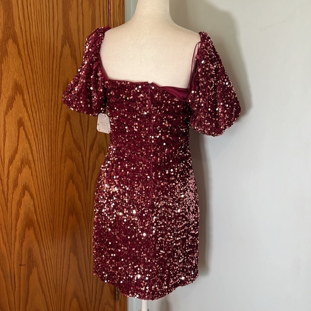 NWT Altar’d State short sleeve purple/ wine dress sequin size large new Candice - Picture 4 of 5